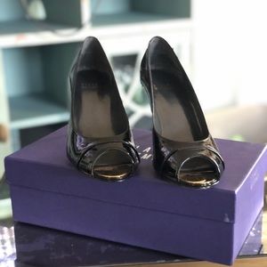 Black patent leather heels